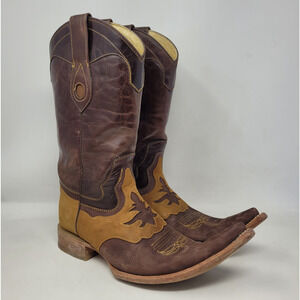 Arango Boots MX26.5 US7.5 Brown Leather Western Cowboy Two Tone Snip Toe Ranch